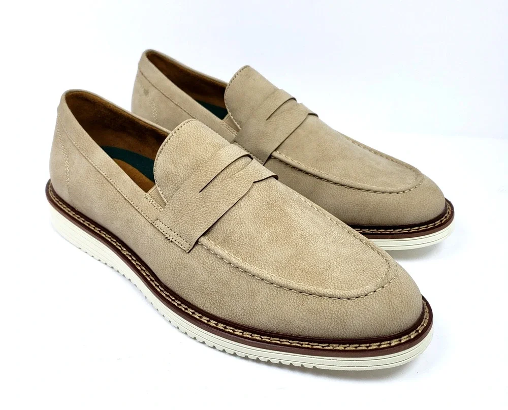 Vance Princeton Tru Comfort Mens Size 10 Taupe Slip On Hybrid Penny Loafer Shoes